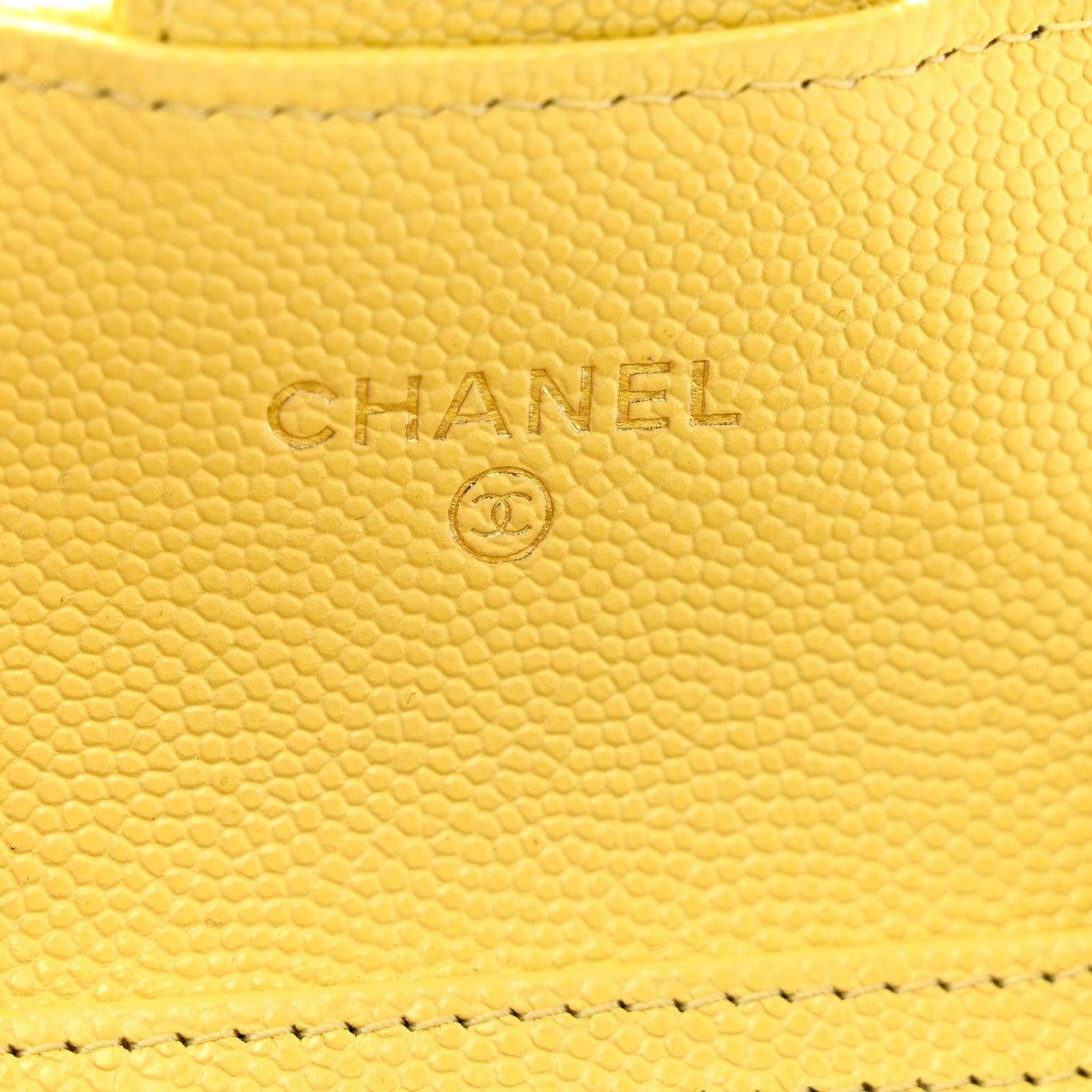 Chanel Caviar Quilted Flap Card Holder On Chain Yellow 5 of 6