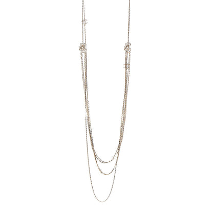 Chanel Crystal Pearl CC Long Multistrand Necklace Light Gold 1 of 7