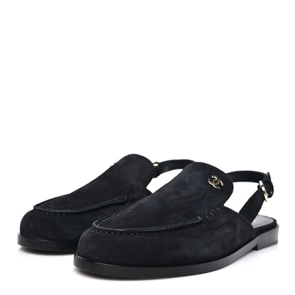 Chanel Suede Calfskin Slingback Loafers 38 Black 4 of 10