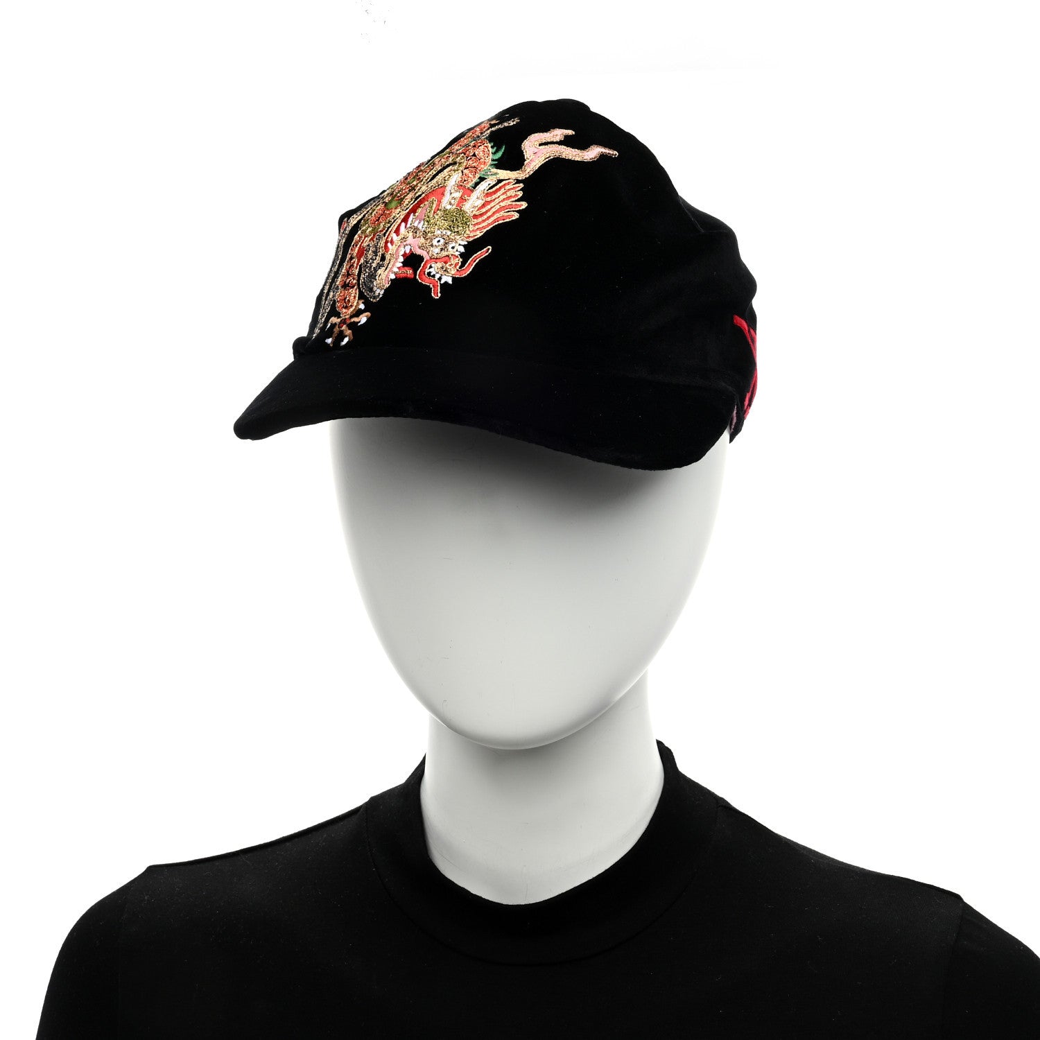 Gucci Velvet GG Monogram Embroidered Baseball Hat M Black 2 of 8