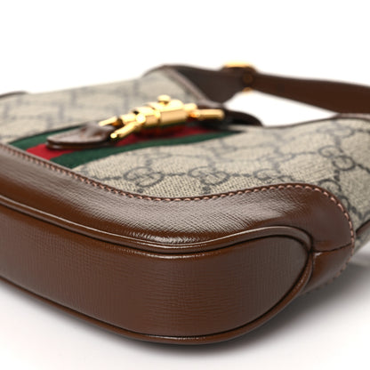 Gucci GG Supreme Monogram Azalea Calfskin Web Mini Jackie 1961 Hobo Beige Ebony Brown Sugar 10 of 10
