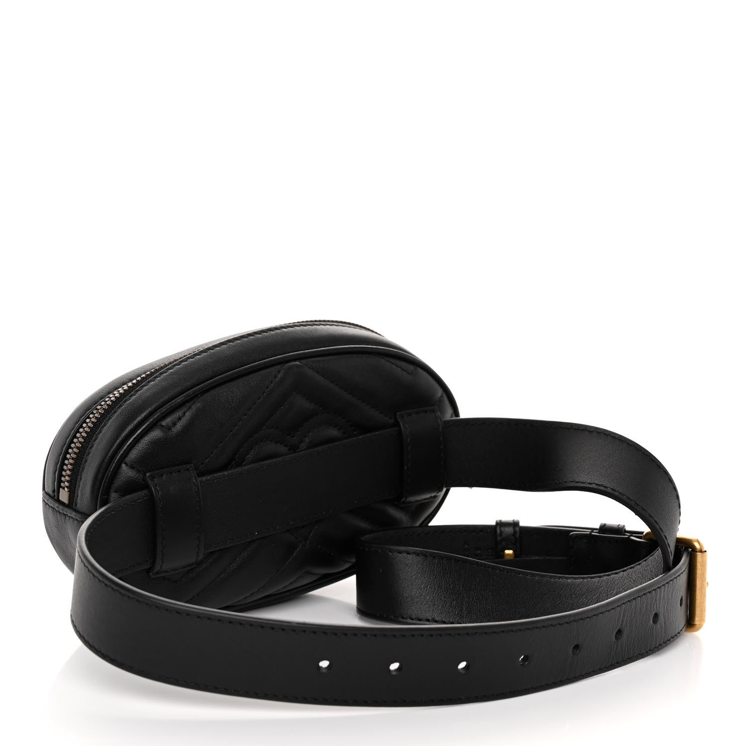 Gucci Calfskin Matelasse GG Marmont Belt Bag 85 34 Black 3 of 11