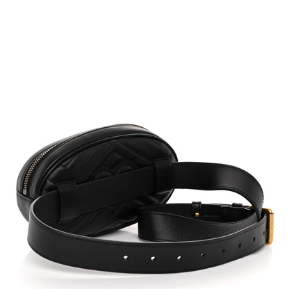 Gucci Calfskin Matelasse GG Marmont Belt Bag 85 34 Black 3 of 11