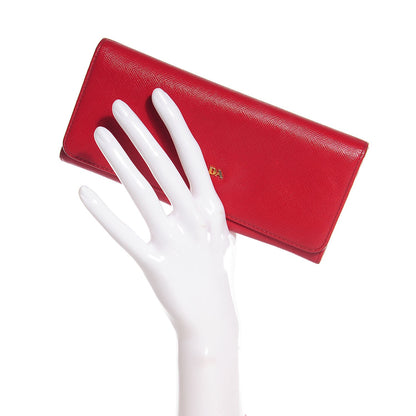 Prada Saffiano Metal Continental Flap Wallet Fuoco 2 of 8