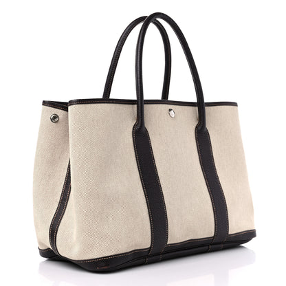 Hermes Buffle Skipper Toile Garden Party 36 MM Tote Marron Fonce 3 of 16