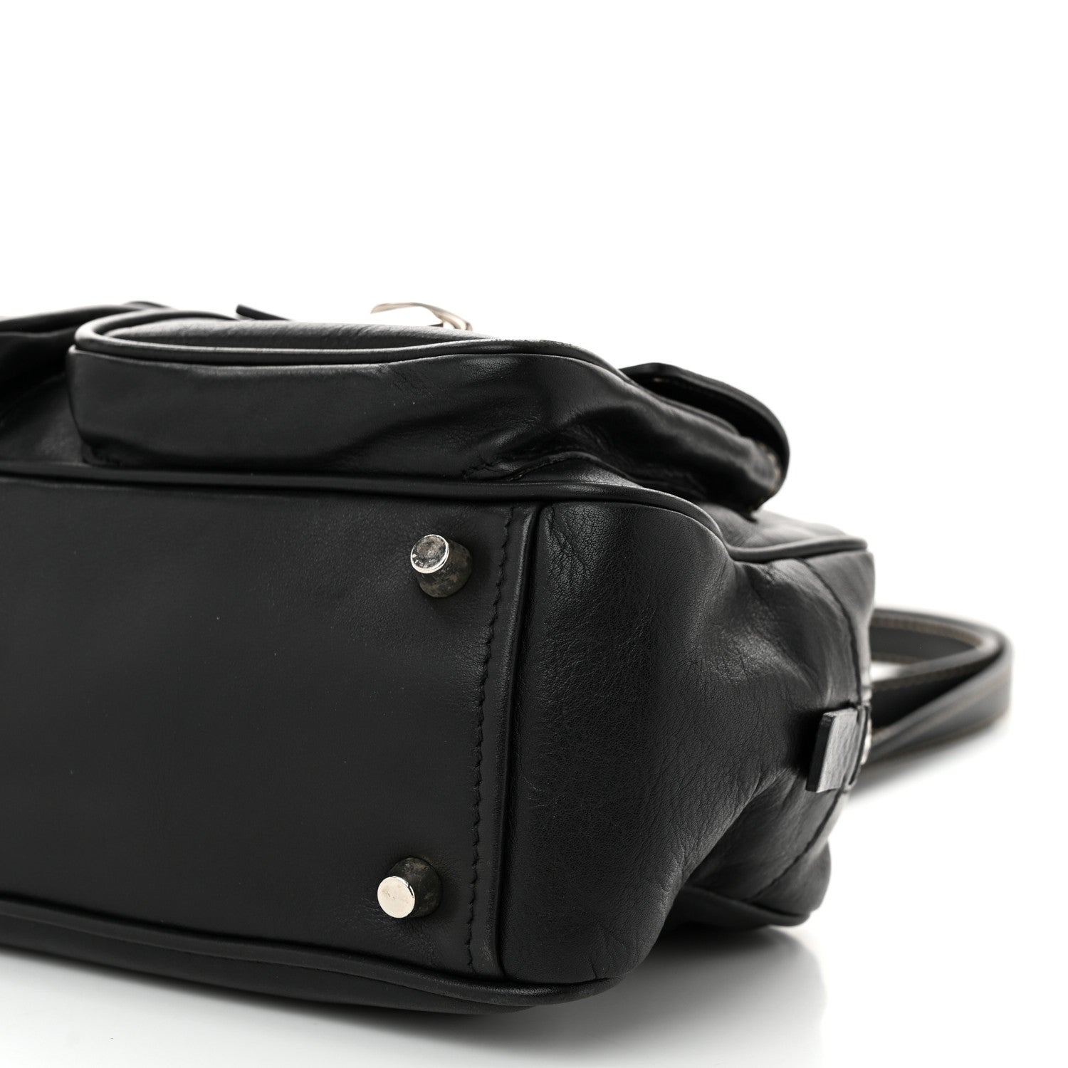 Prada Vitello Heavy Push Lock Pocket Shoulder Bag Black 9 of 9