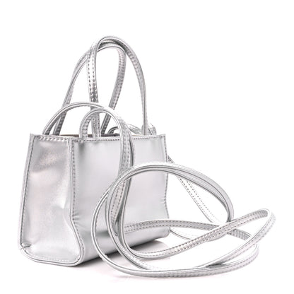 Telfar Metallic Vegan Leather Small Shopping Bag Silver 3 of 10