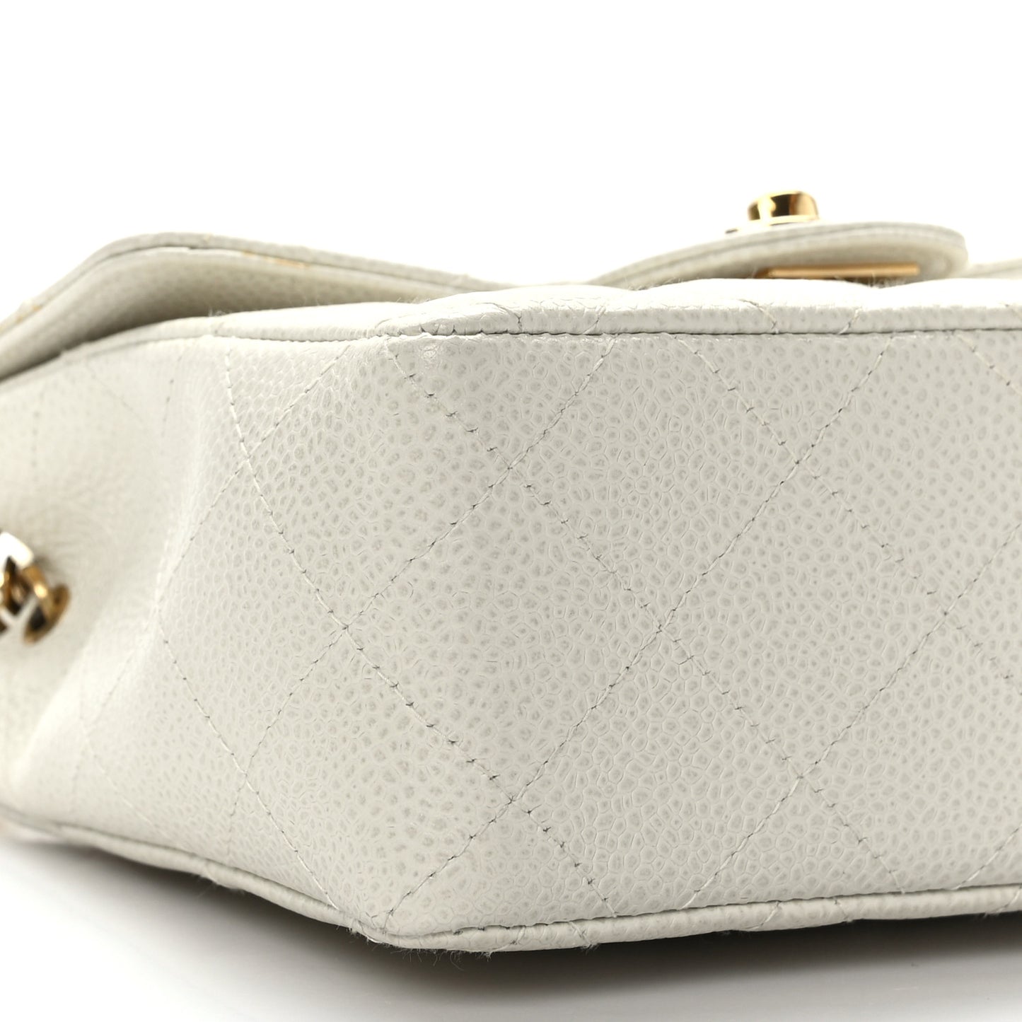 Caviar Quilted Mini Square Flap White