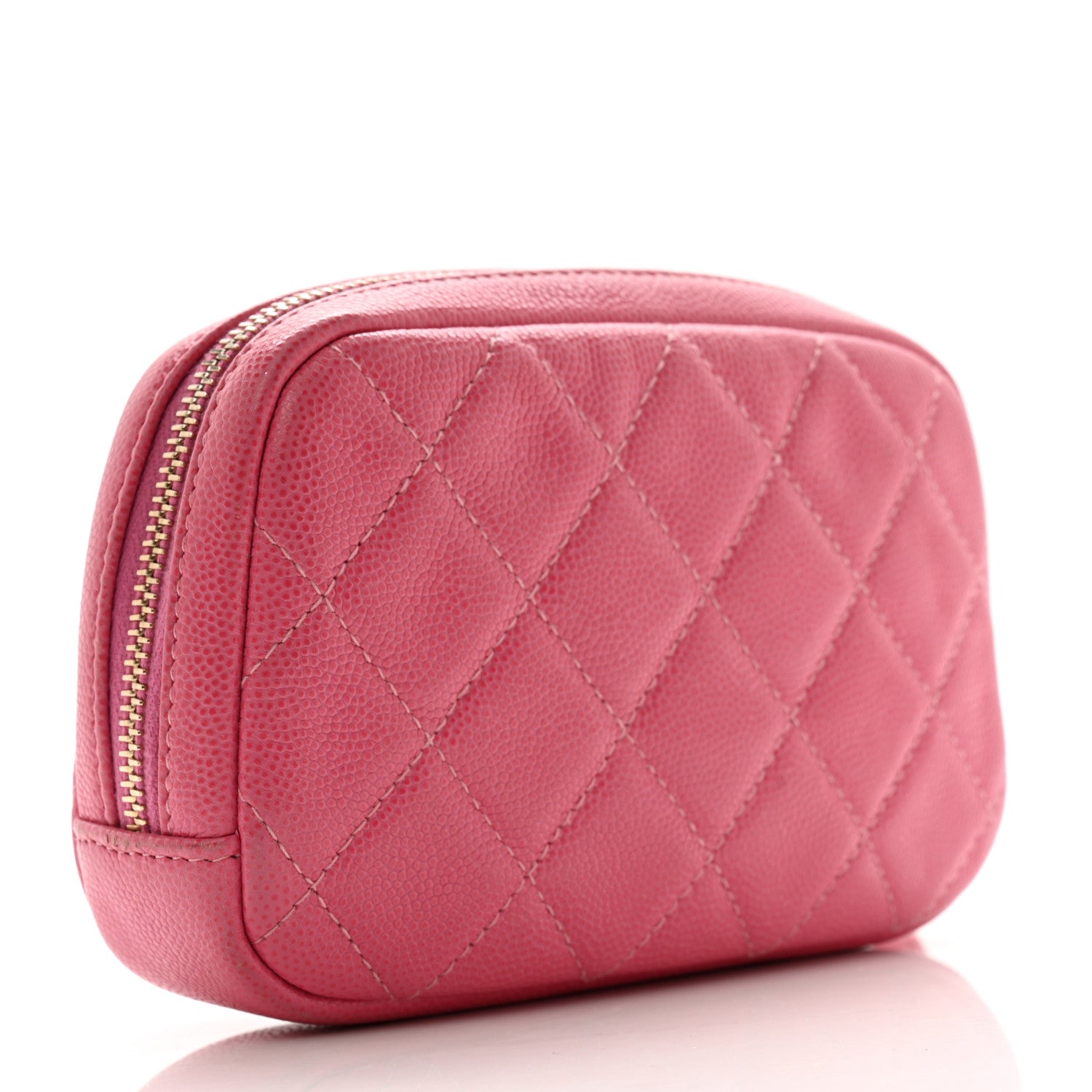Chanel Caviar Quilted Small Curvy Pouch Cosmetic Case Pink 3 of 9