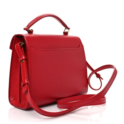 Saint Laurent Grain de Poudre Mini Classic Monogram Cassandra Top Handle Red 3 of 7