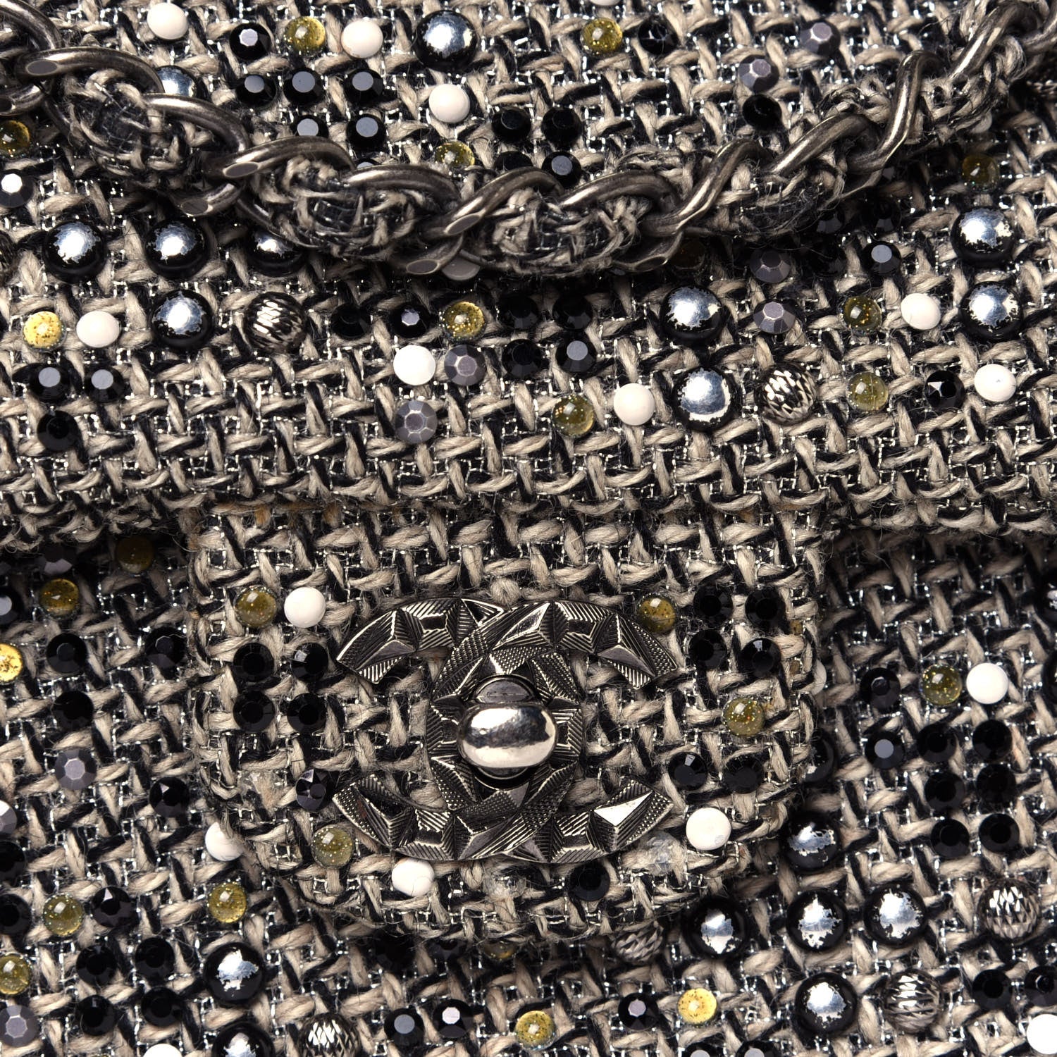 Chanel Crystal Tweed Quilted Medium Single Flap Black 7 of 11