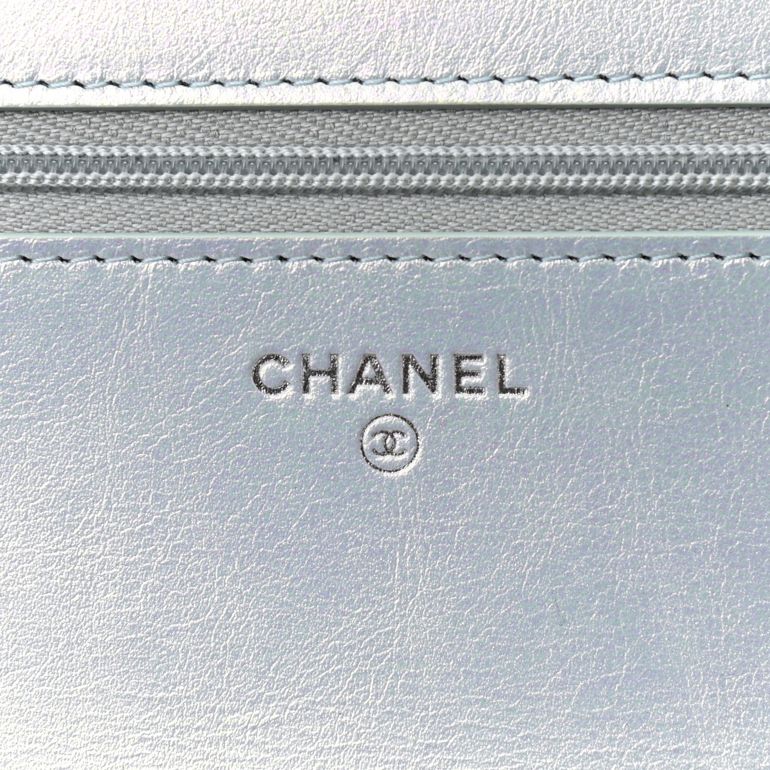 Chanel Iridescent Calfskin Quilted Wallet On Chain WOC Light Blue 6 of 12