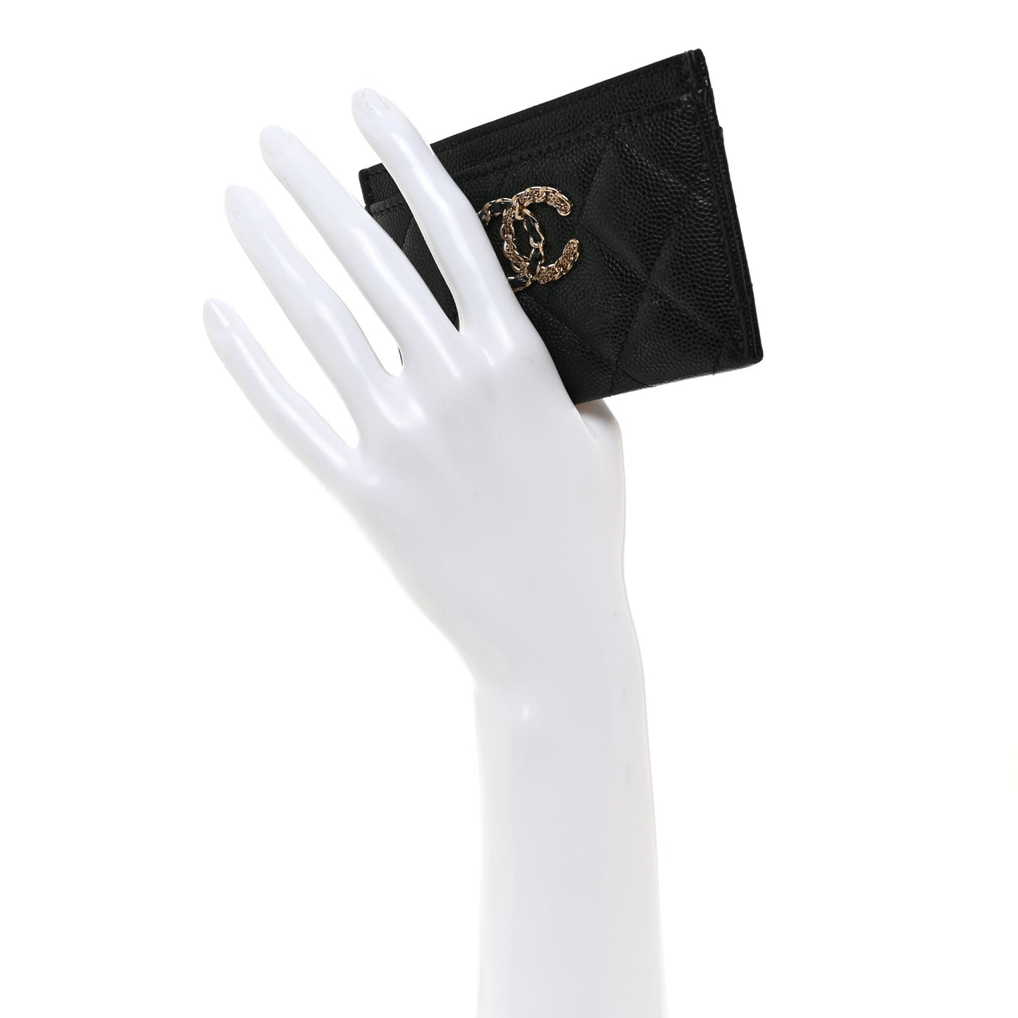 Caviar Quilted French New Wave Card Holder Black