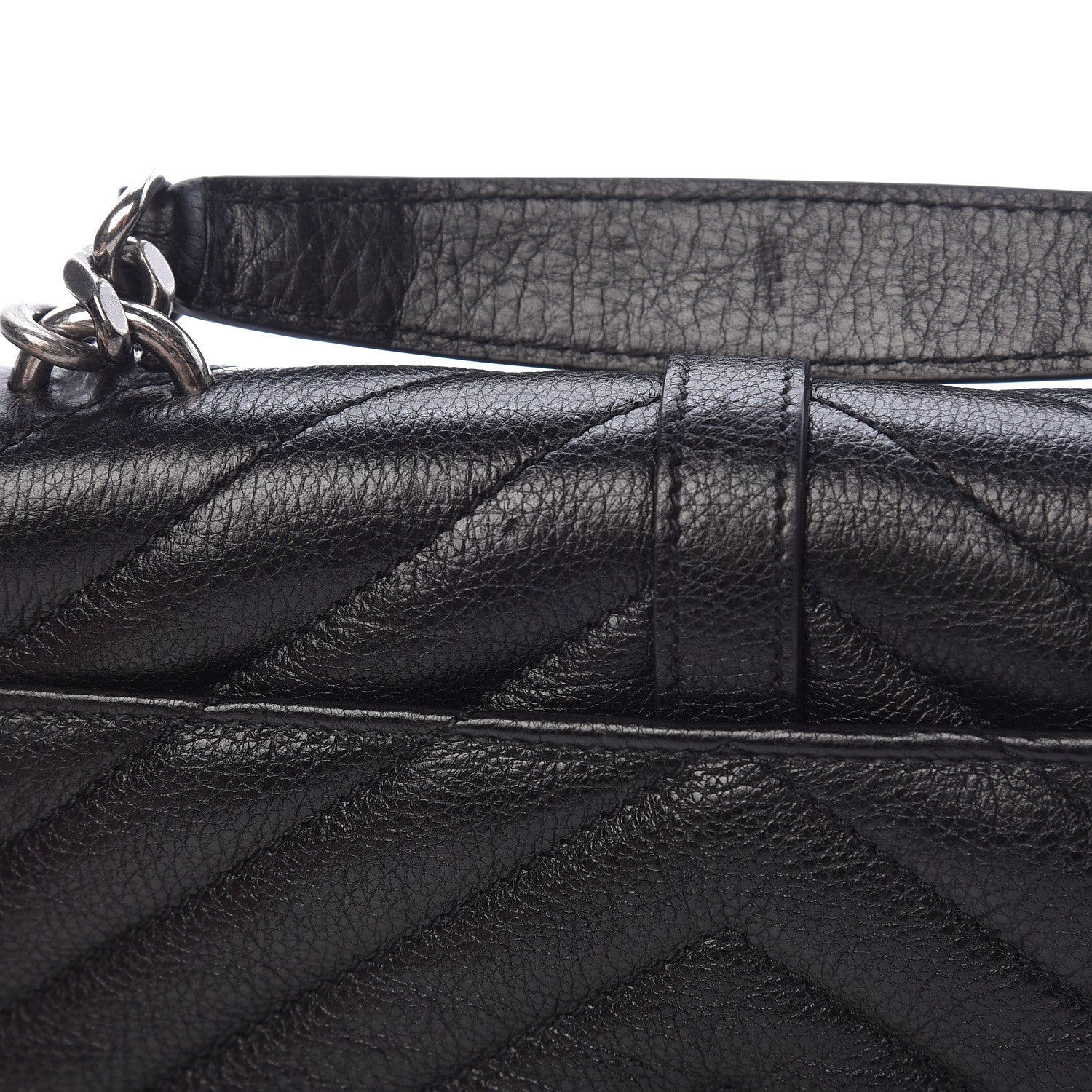 Saint Laurent Sheepskin Matelasse Chevron Monogram College Chain Wallet Black 11 of 12