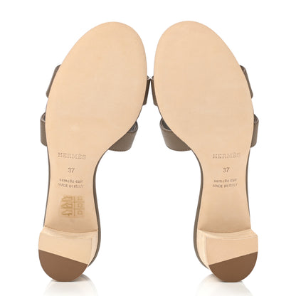 Hermes Epsom Oasis Sandals 38.5 Etoupe 5 of 9