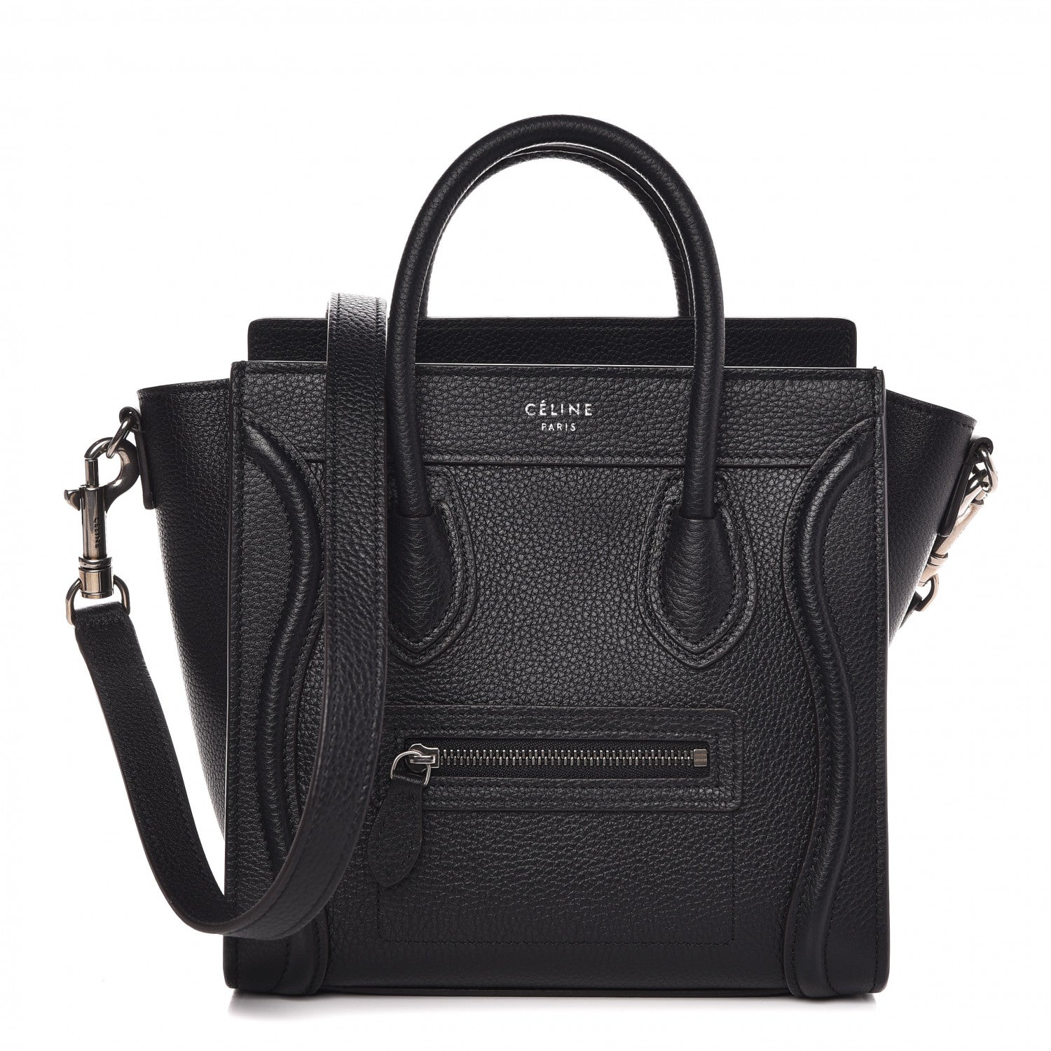 Celine Drummed Calfskin Nano Luggage Black 1 of 13
