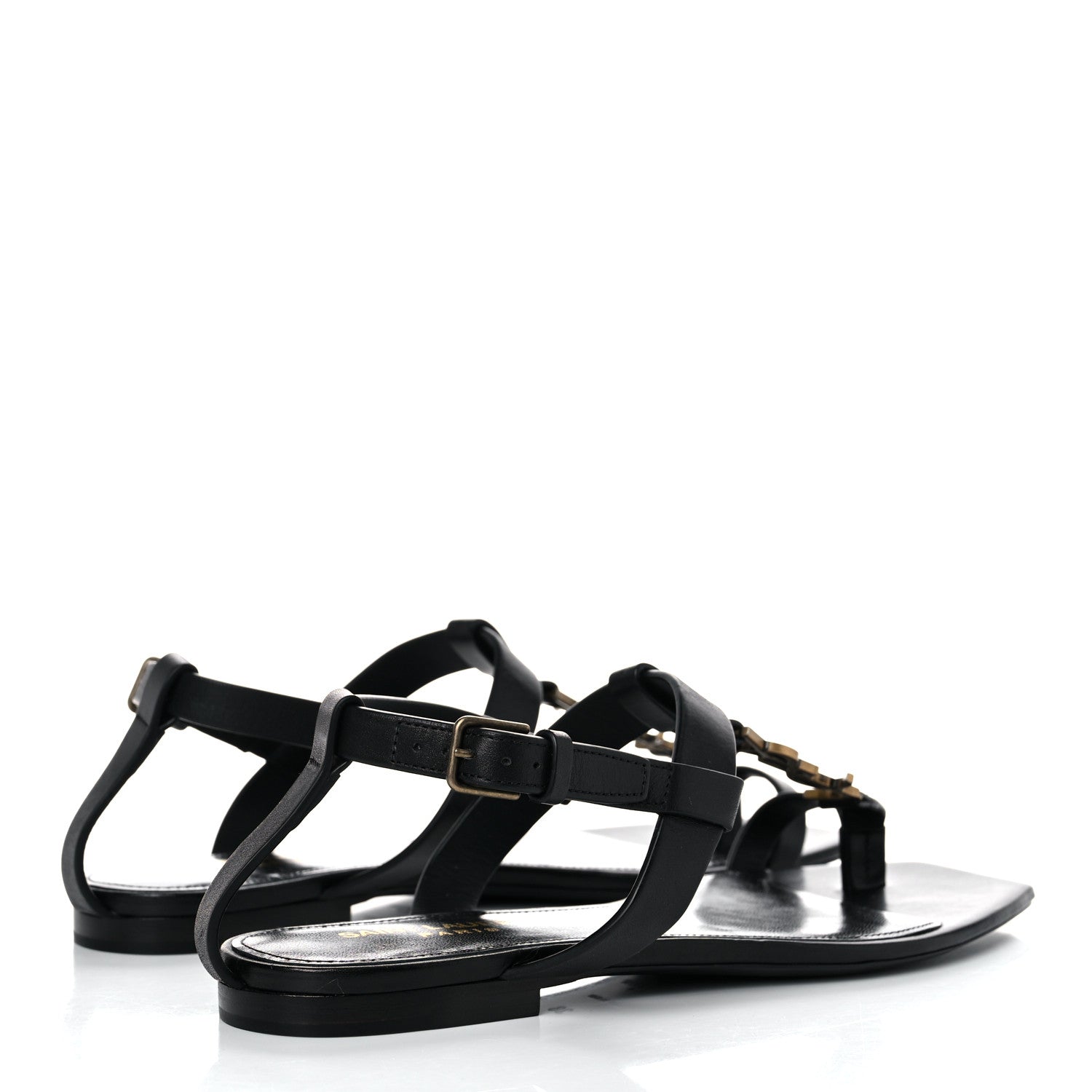 Saint Laurent Patent Calfskin Cassandra Monogram Sandals 38 Black 4 of 11