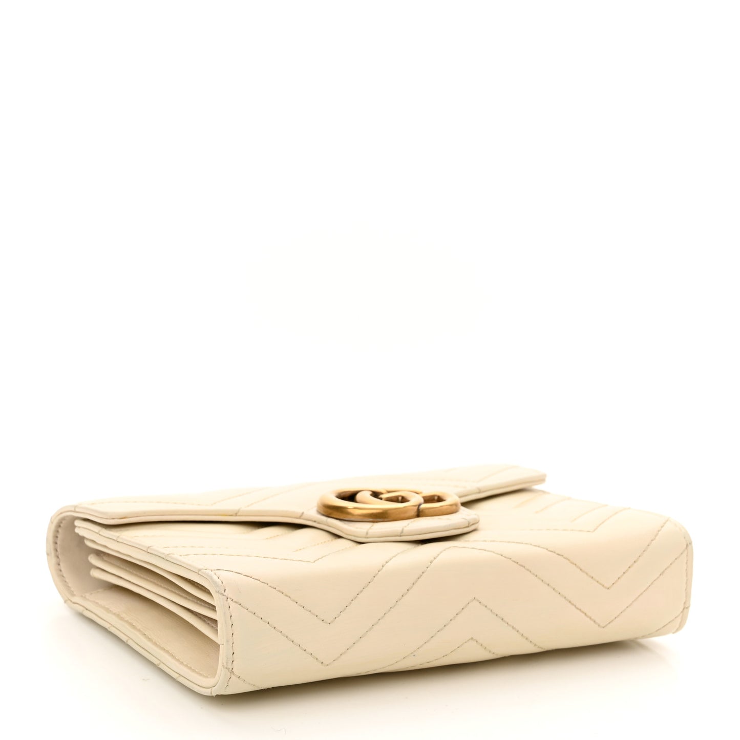 Calfskin Matelasse GG Marmont Chain Wallet Mystic White