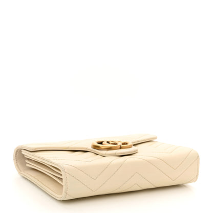 Gucci Calfskin Matelasse GG Marmont Chain Wallet Mystic White 4 of 10