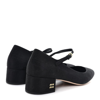 Miu Miu Grosgrain Moire Mary Jane Pumps 40 Black 5 of 8