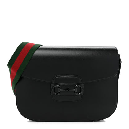 Gucci Azalea Calfskin Web Monochrome Horsebit 1955 Shoulder Bag Black 1 of 10