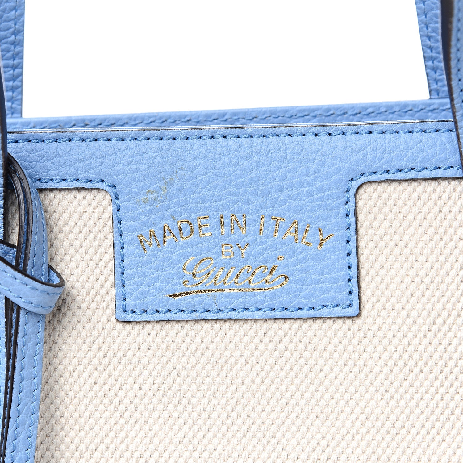 Gucci Linen Canvas Calfskin Medium Swing Top Handle Bag Mineral Blue 8 of 9