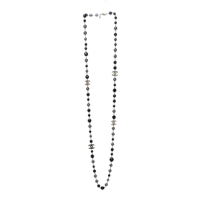 Chanel Ruthenium Pearl Beaded CC Long Necklace Black 3 of 5