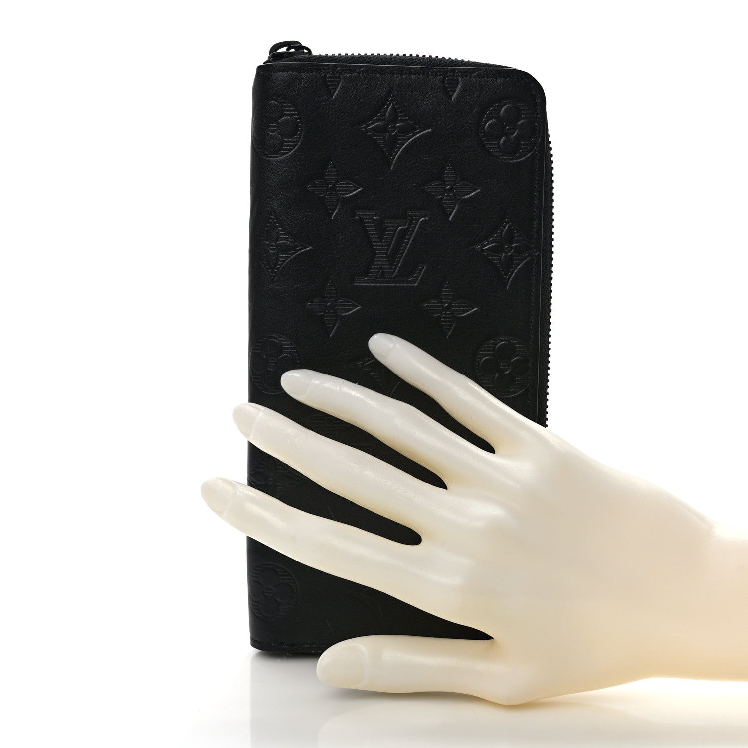 Louis Vuitton Calfskin Monogram Shadow Vertical Zippy Wallet Black 2 of 6