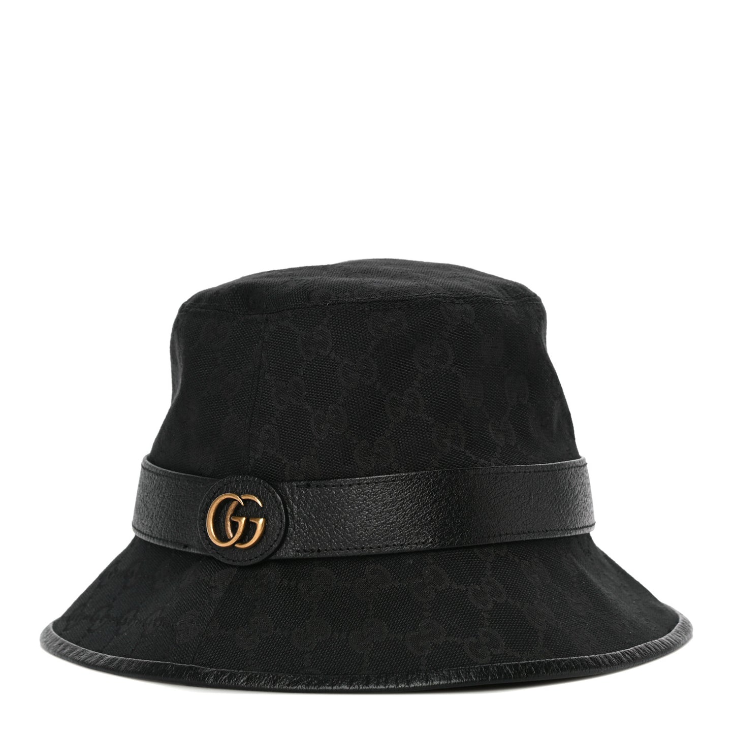 Monogram Textured Dollar Calfskin GG Jago Bucket Hat M Black