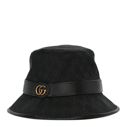Gucci Monogram Textured Dollar Calfskin GG Jago Bucket Hat M Black 1 of 6