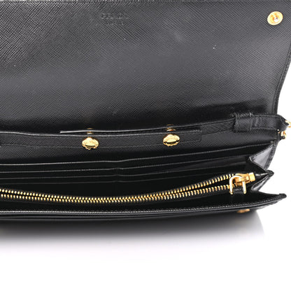 Prada Saffiano Metal Oro Chain Wallet Black 4 of 4