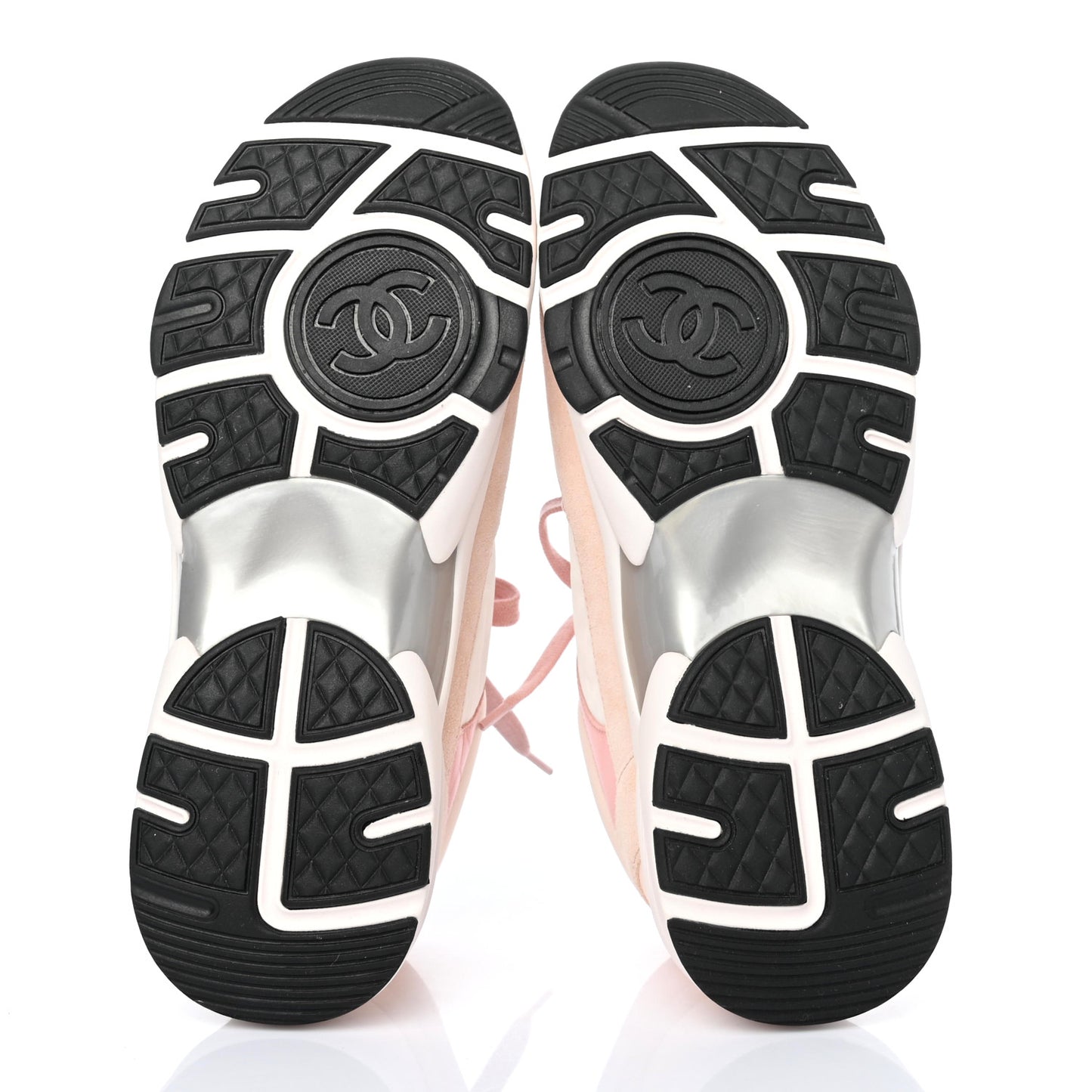 Nylon Lambskin Suede Calfskin CC Sneakers 39 Pink White Black