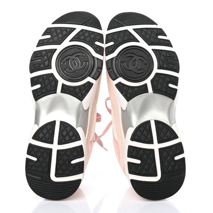 Chanel Nylon Lambskin Suede Calfskin CC Sneakers 39 Pink White Black 5 of 7
