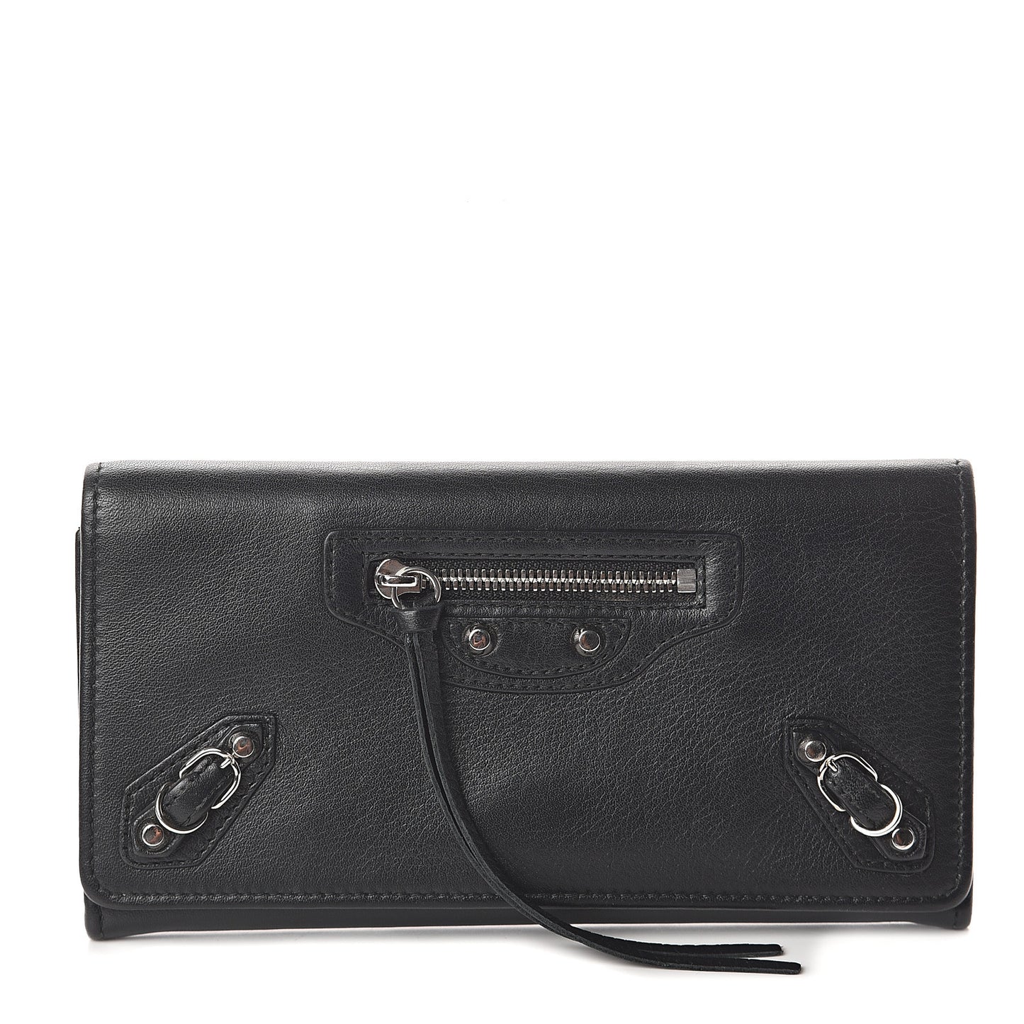 Calfskin Papier Platre Money Wallet Black