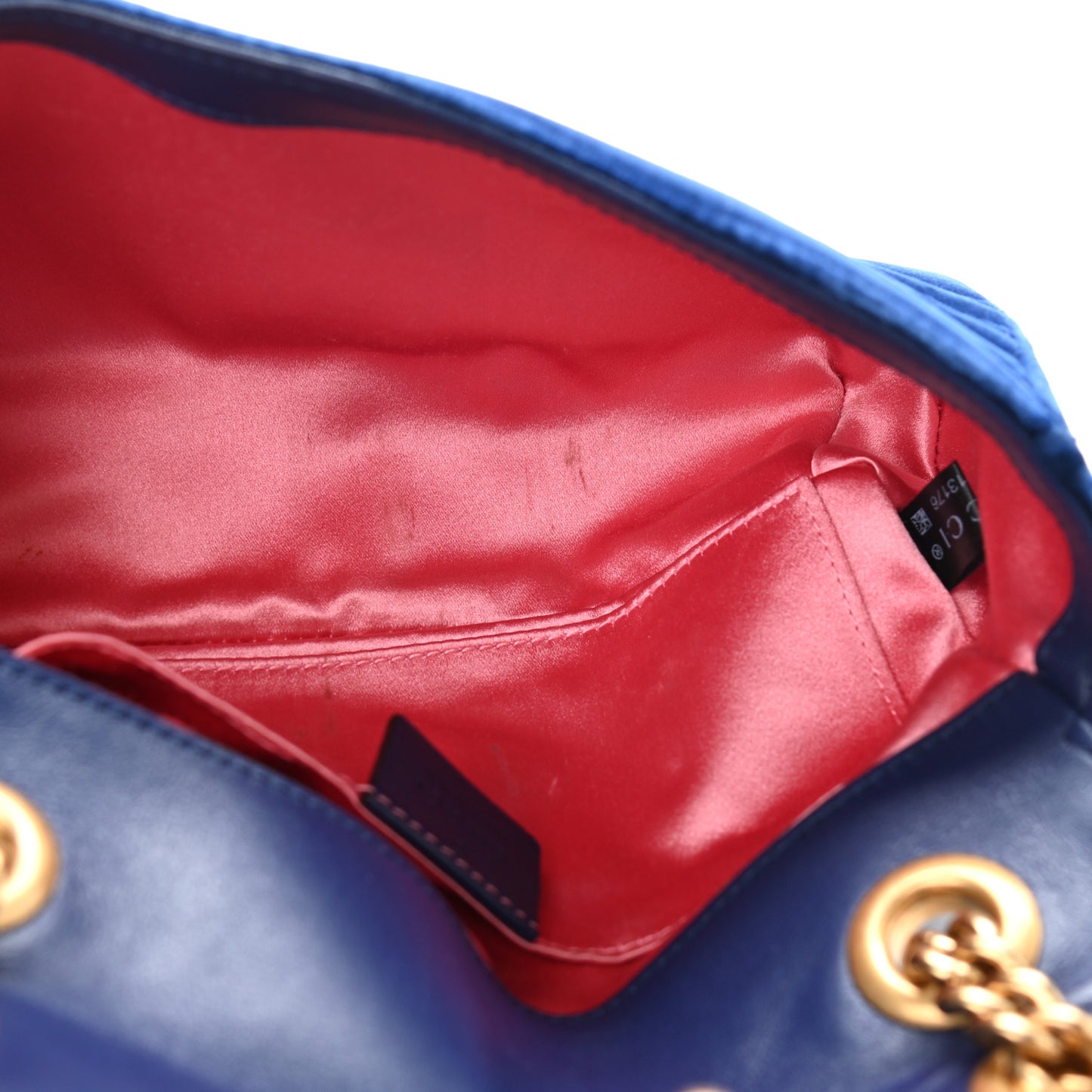 Velvet Matelasse Mini GG Marmont Shoulder Bag Cobalt Blue