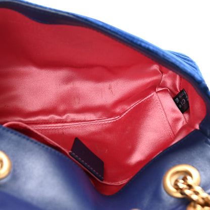 Gucci Velvet Matelasse Mini GG Marmont Shoulder Bag Cobalt Blue 5 of 13
