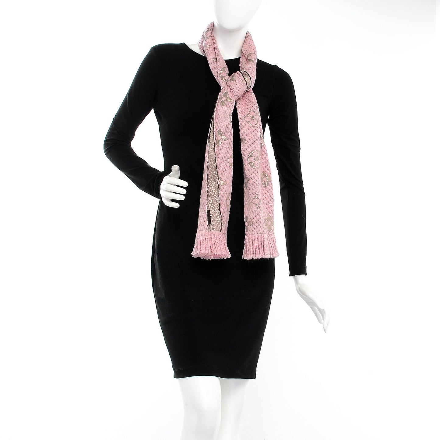 Wool Silk Logomania Rainbow Scarf Crystal Pink