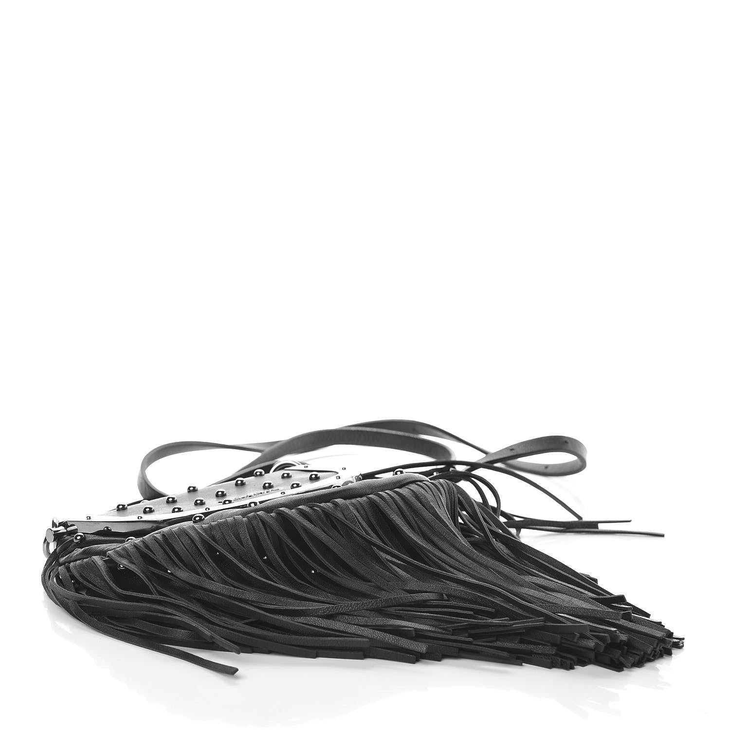 Versace Nappa Studded Fringe Crossbody Bag Black 4 of 9