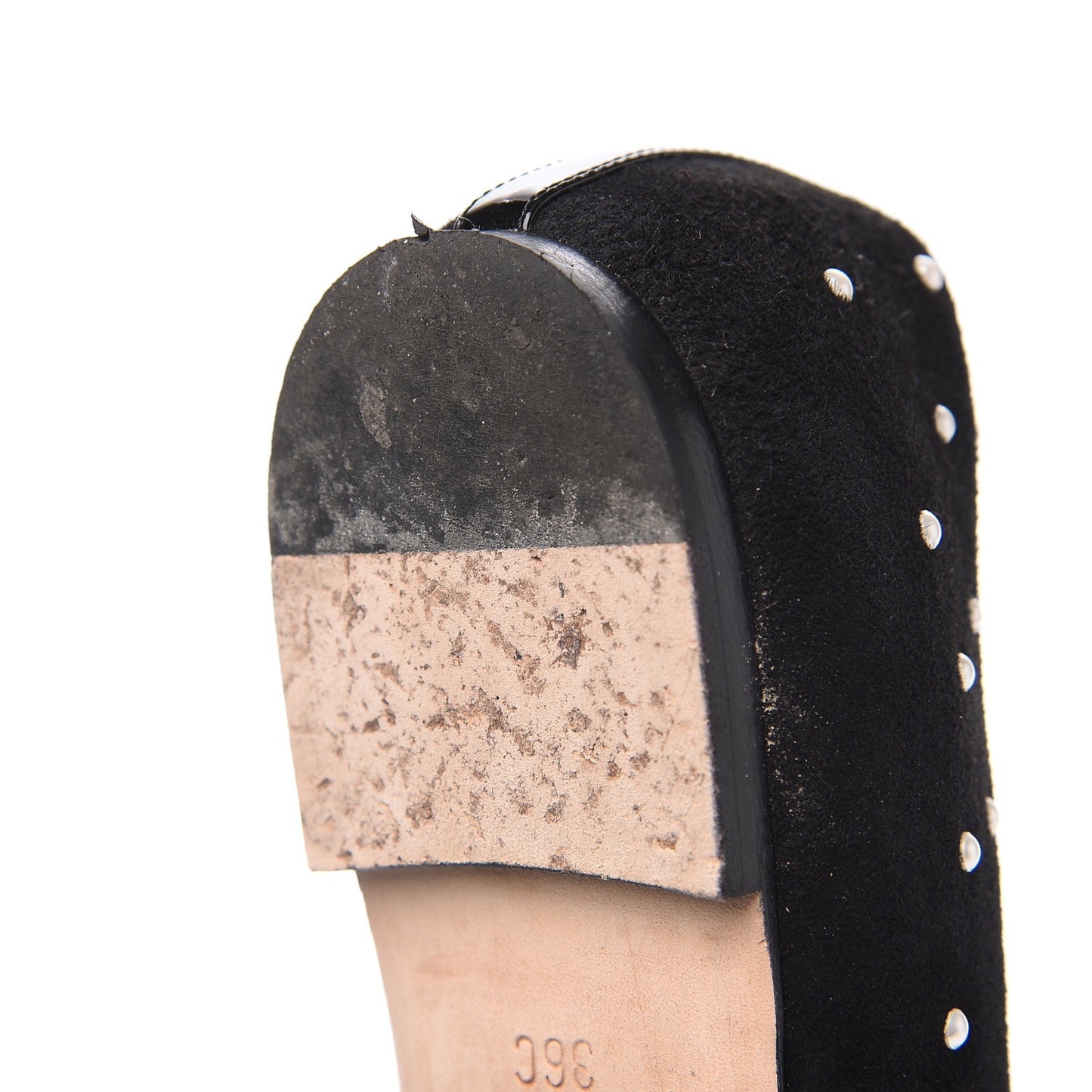 Suede Pearl Patent CC Cap Toe Ballerina Flats 36 Black