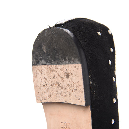 Chanel Suede Pearl Patent CC Cap Toe Ballerina Flats 36 Black 10 of 11