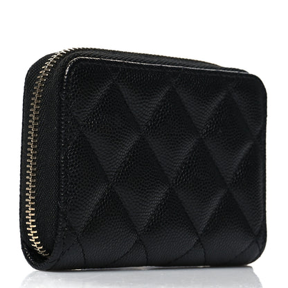 Chanel Caviar Quilted Perforated CC Zip Coin Purse Black 3 of 9