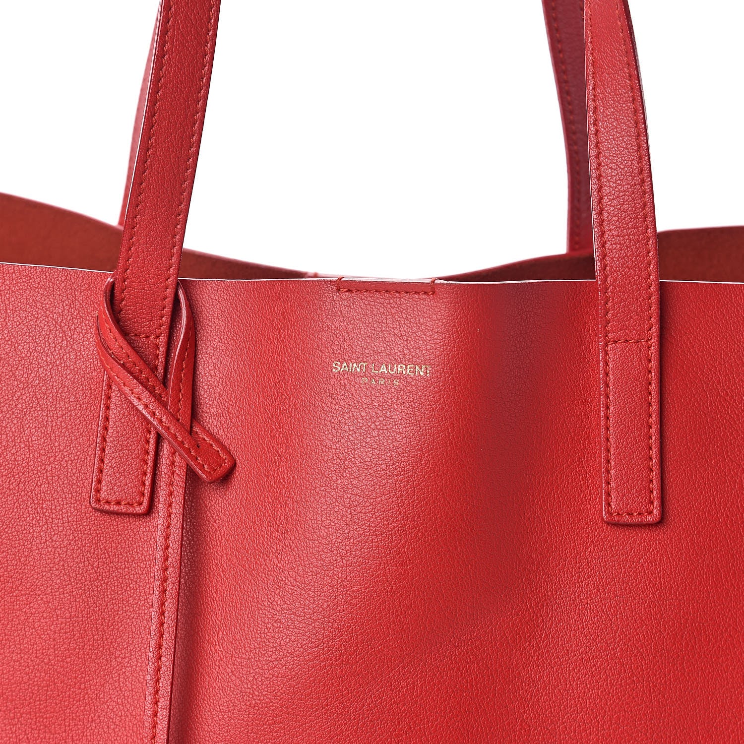 Saint Laurent Calfskin Large Shopping Tote Red 11 of 11