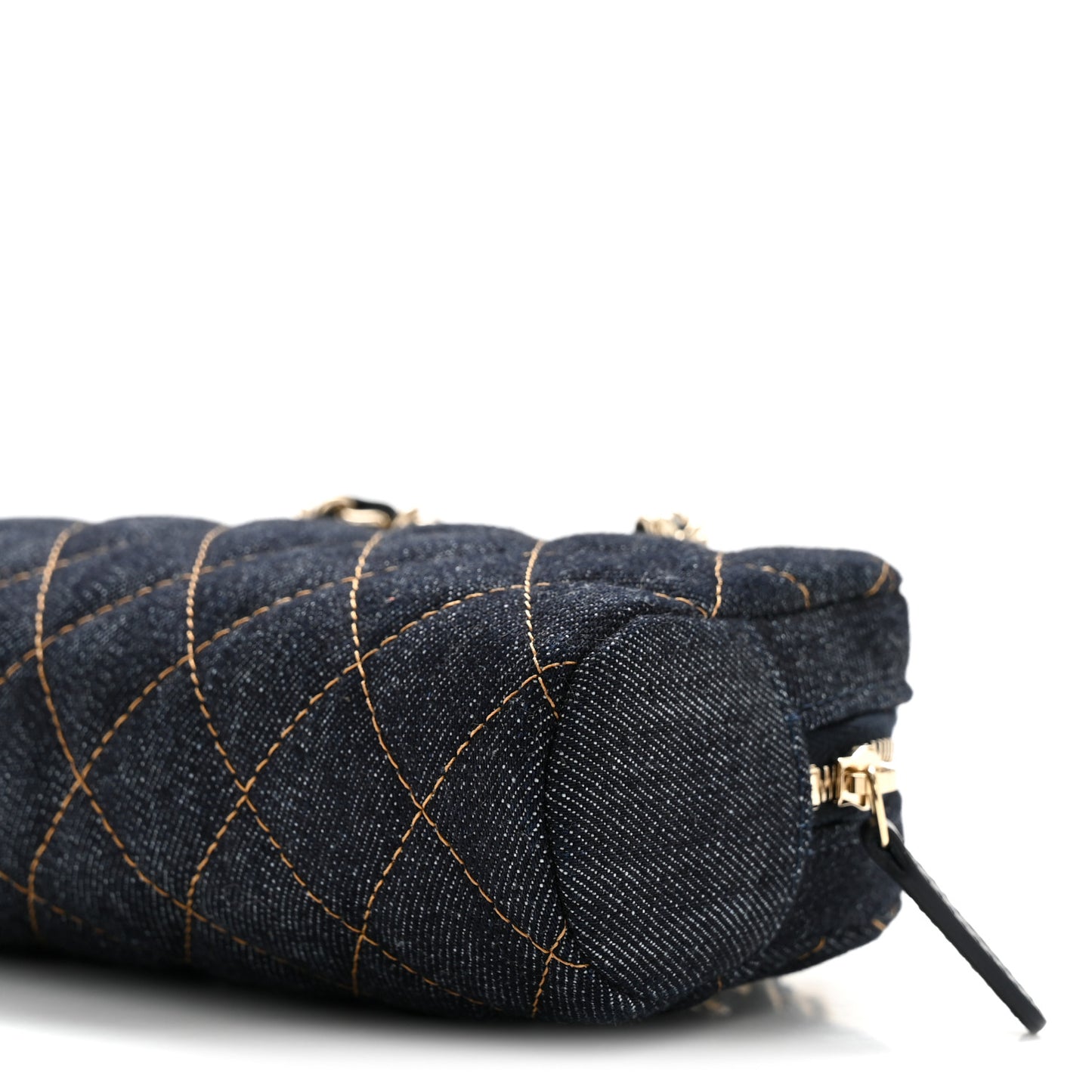 Denim Quilted Clutch With Chain Dark Blue Orange