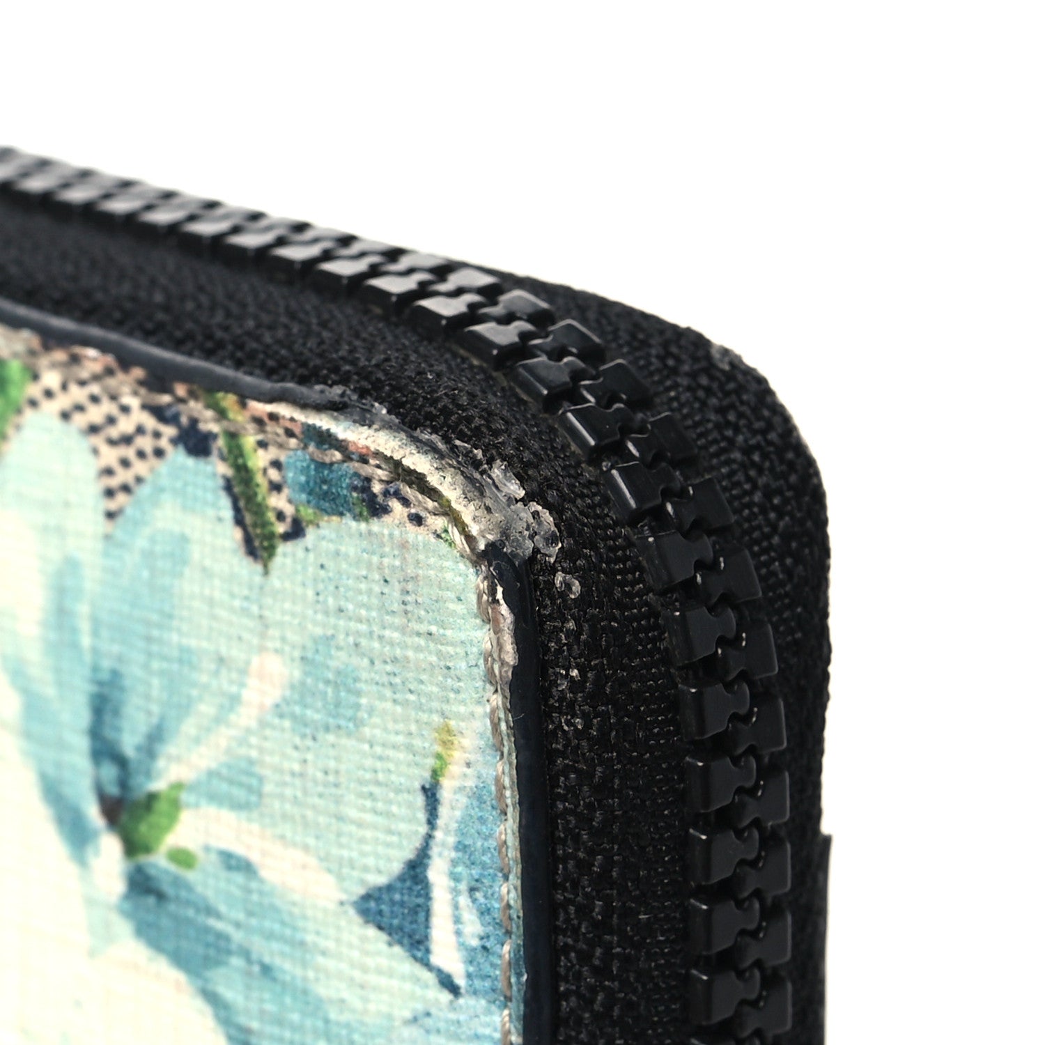 Gucci GG Supreme Monogram Blooms Zip Around Card Case Wallet Beige Blue Navy 9 of 11