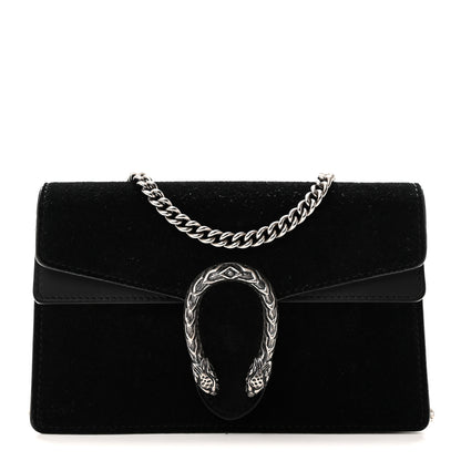 Gucci Suede Super Mini Dionysus Shoulder Bag Black 1 of 9