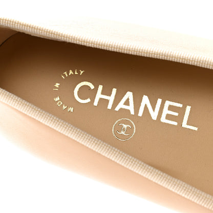 Chanel Lambskin Cap Toe CC Ballerina Flats 38 Beige Black 7 of 9