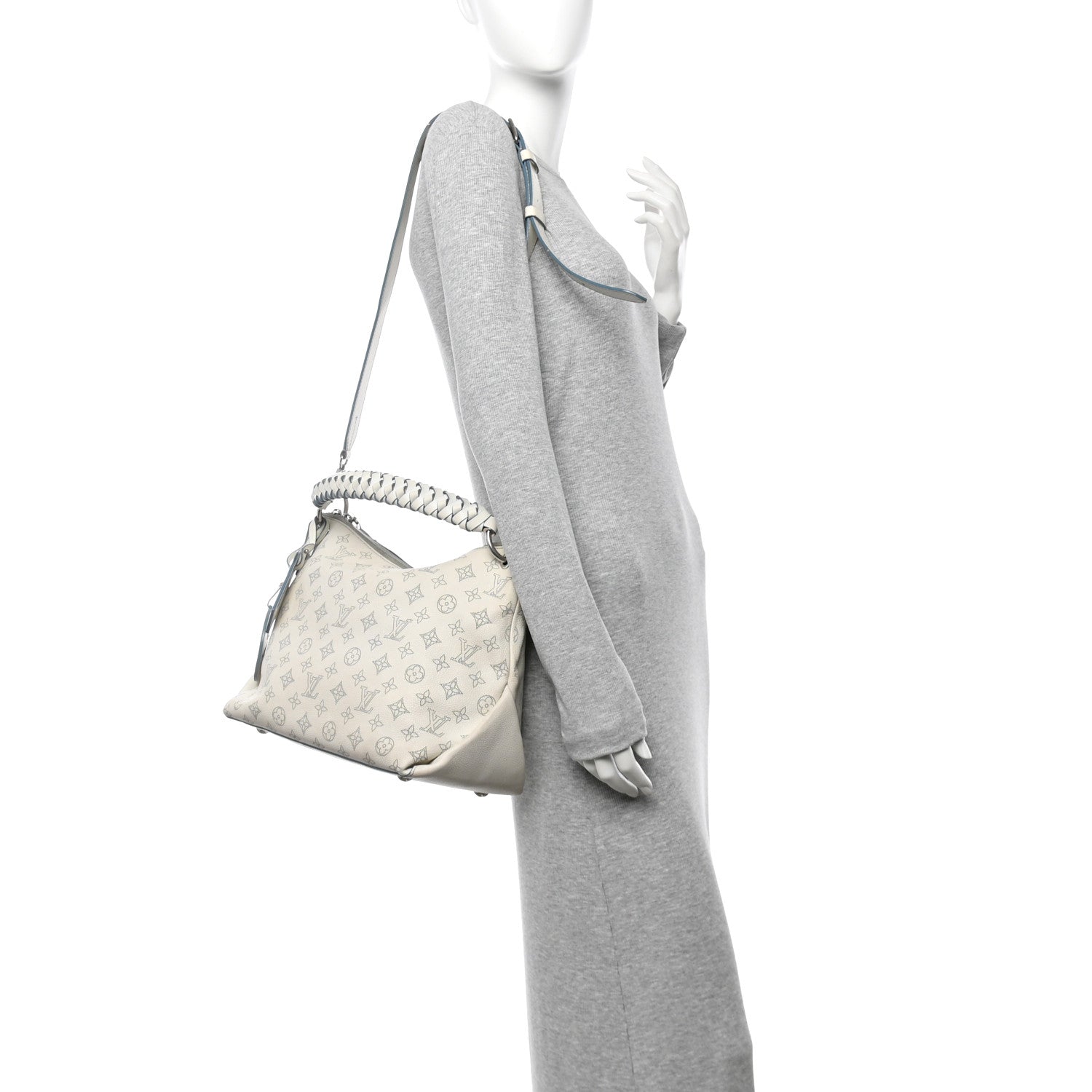 Louis Vuitton Mahina Beaubourg Hobo MM Snow Orage Blue 2 of 14