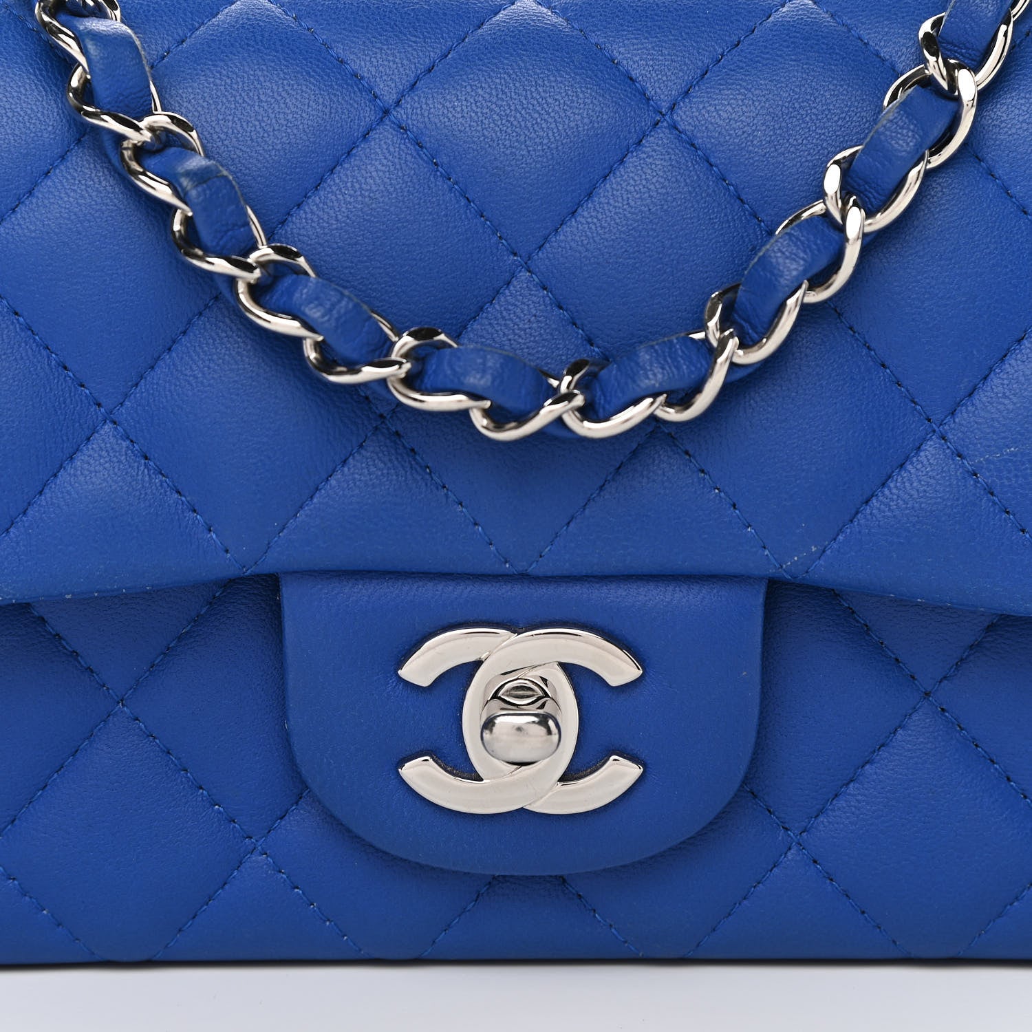 Chanel Lambskin Quilted Mini Rectangular Flap Royal Blue 8 of 11