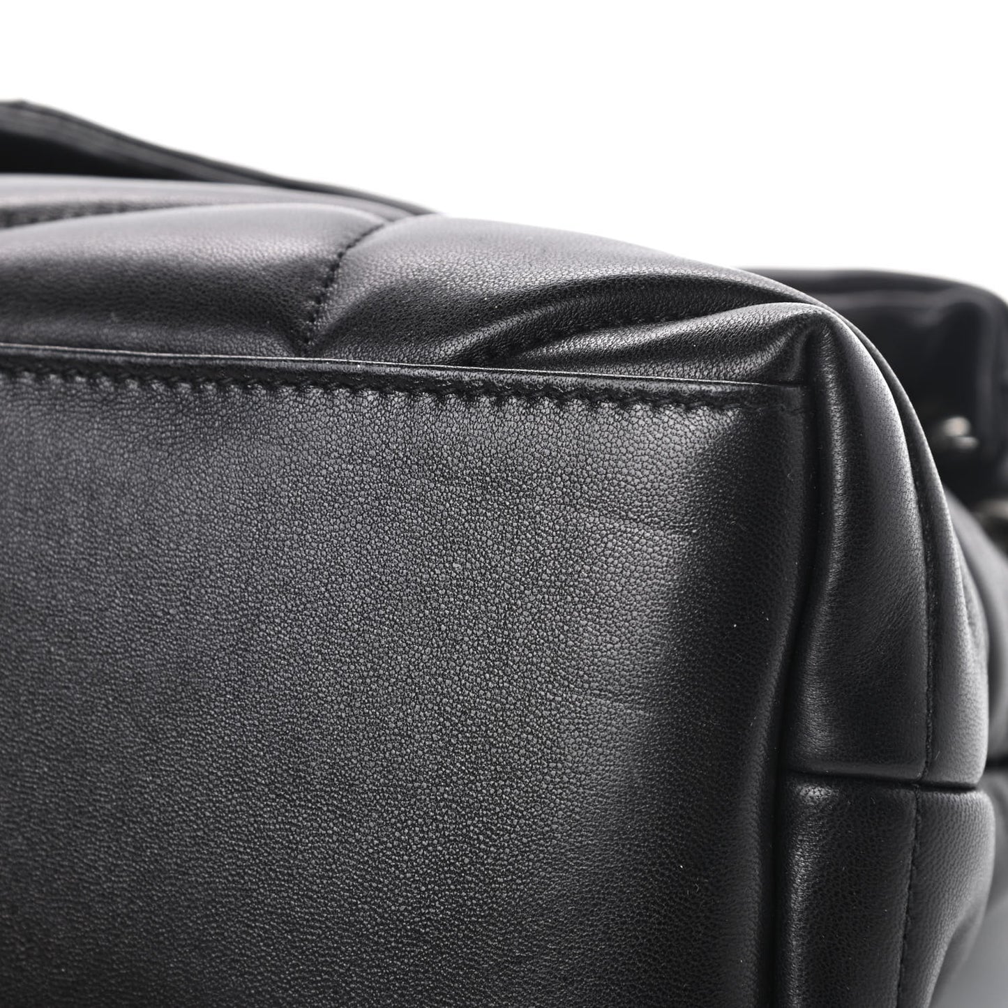 Lambskin Quilted Small Loulou Puffer Monogram Chain Satchel Black