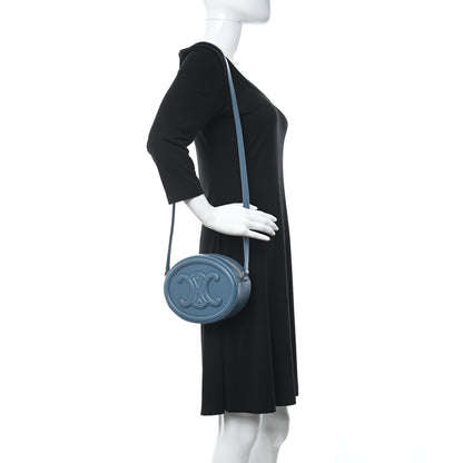 Celine Smooth Calfskin Cuir Triomphe Oval Bag Denim 2 of 9